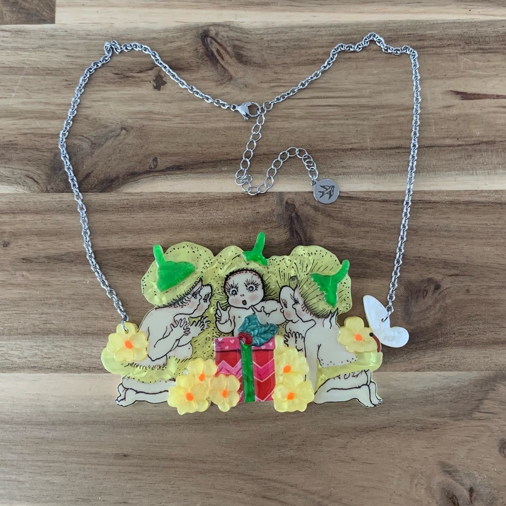 Erstwilder Christmas Morning Necklace By May Gibbs NWOT